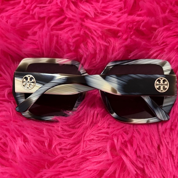 Tory Burch Black and White Square Sunglasses